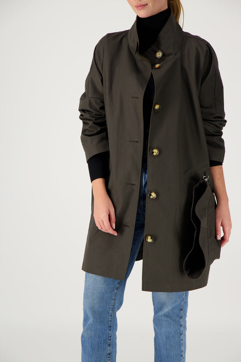 PARKA FILO en coton déperlant à carreaux marron