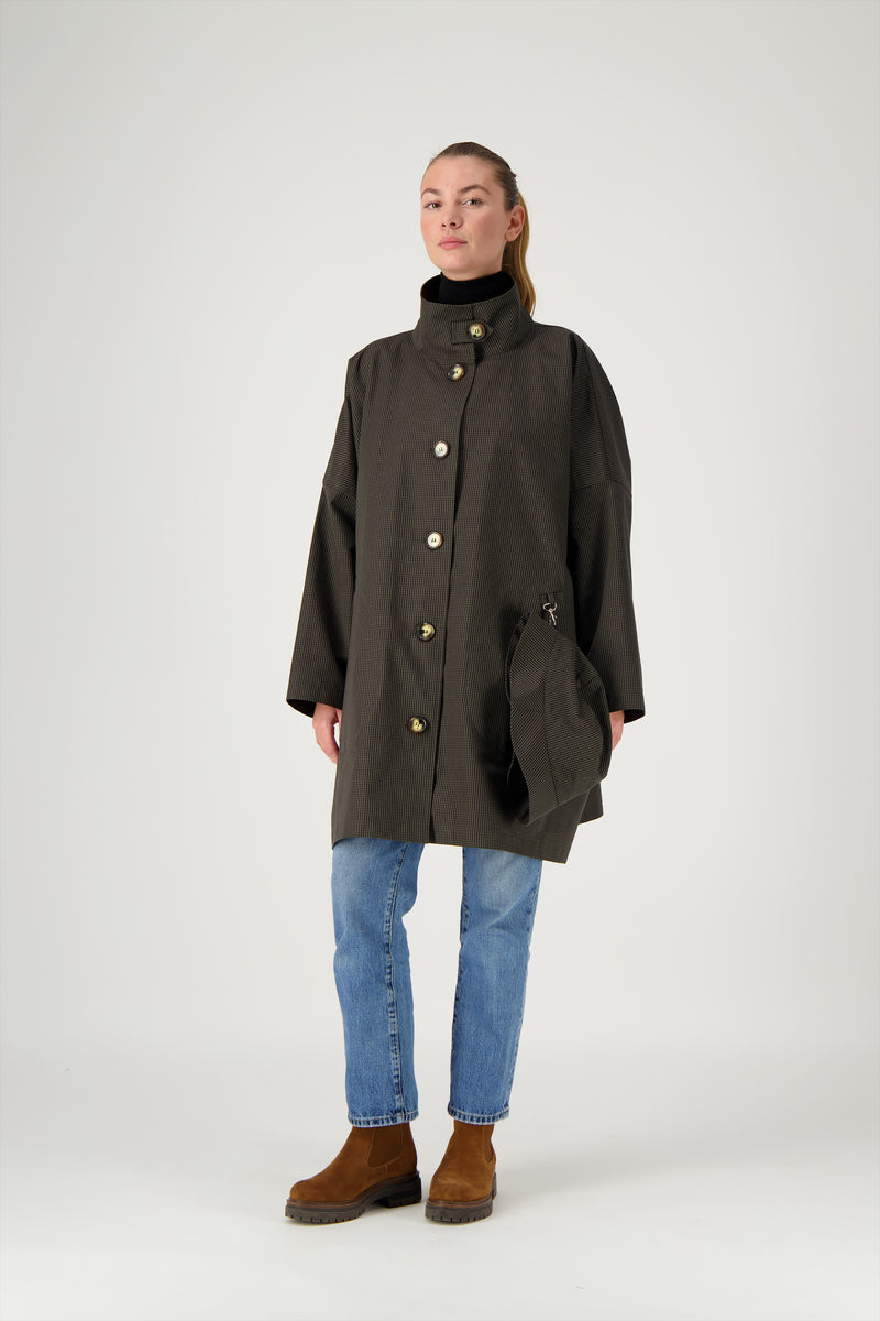 PARKA FILO en coton déperlant à carreaux marron