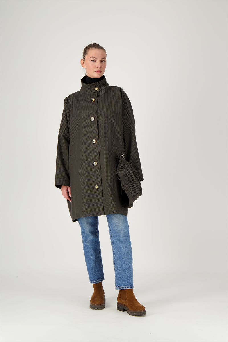 PARKA FILO en coton déperlant à carreaux marron