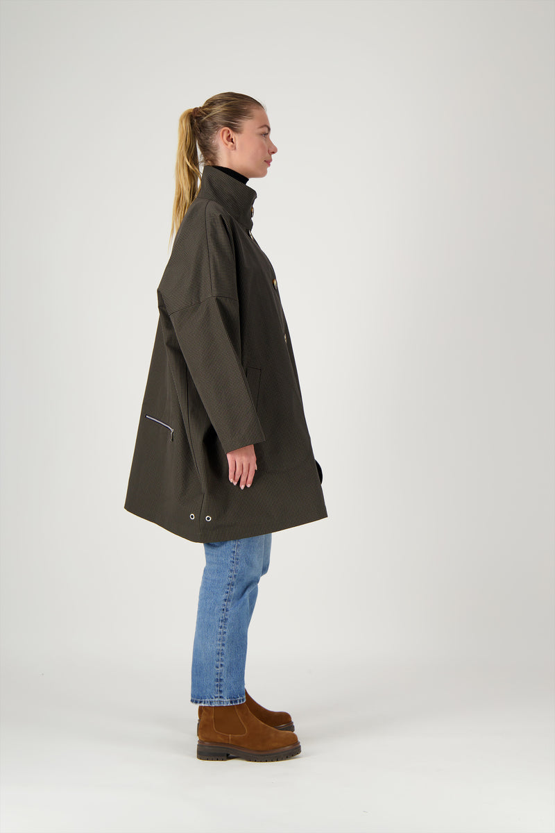 PARKA FILO en coton déperlant à carreaux marron