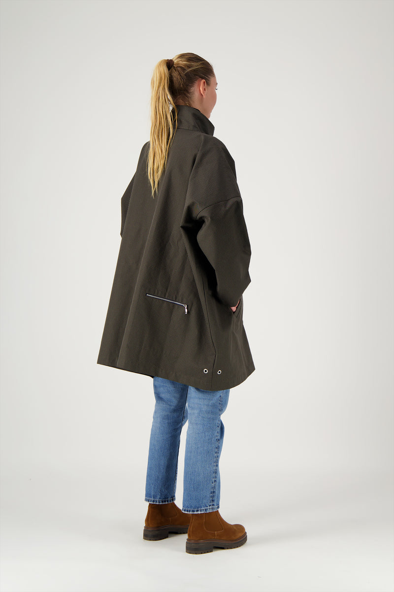 PARKA FILO en coton déperlant à carreaux marron