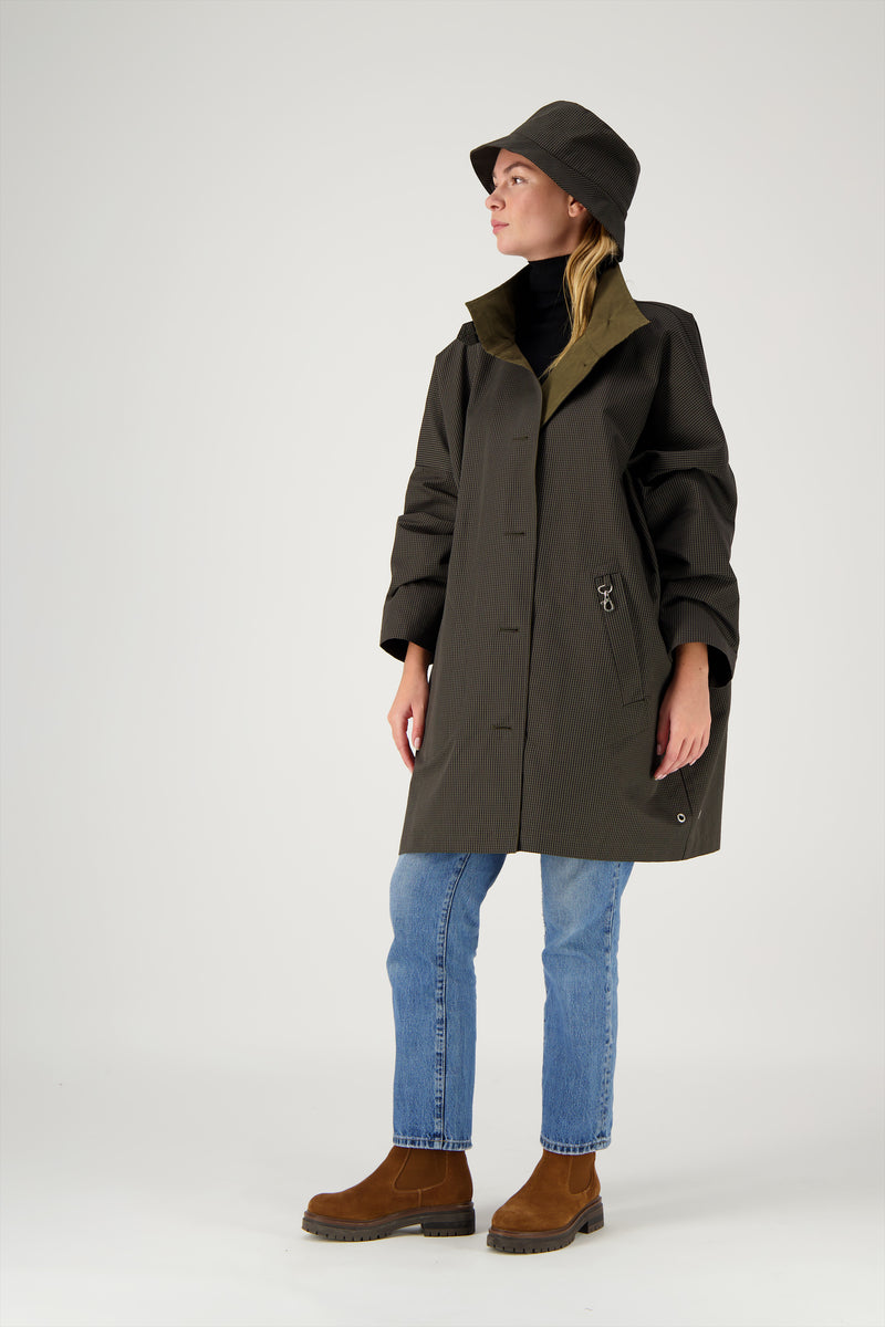 PARKA FILO en coton déperlant à carreaux marron