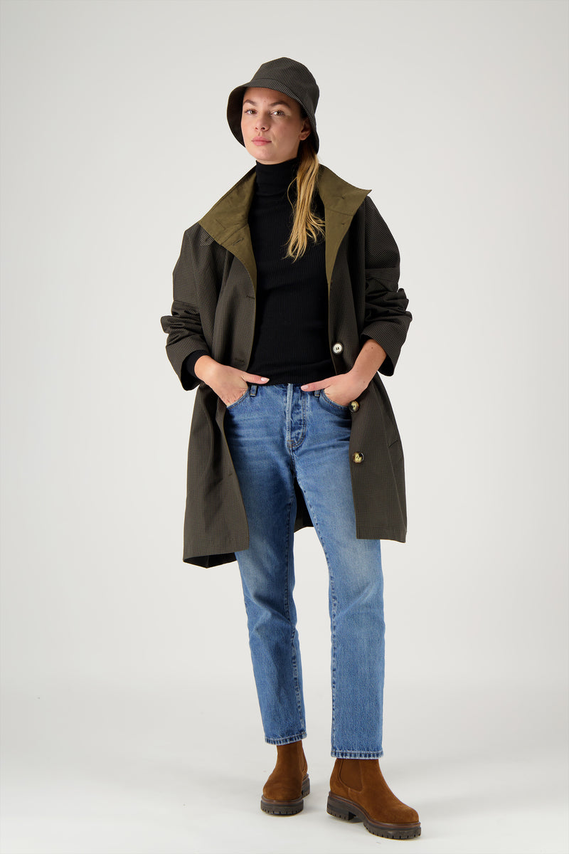 PARKA FILO en coton déperlant à carreaux marron