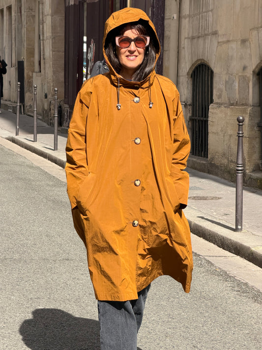 PARKA TINA EN COTON DÉPERLANT TABAC