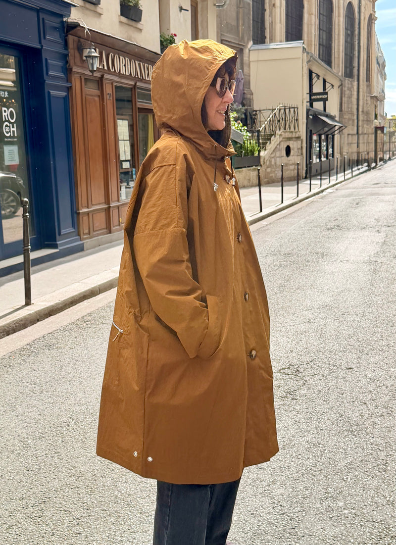 PARKA TINA EN COTON DÉPERLANT TABAC