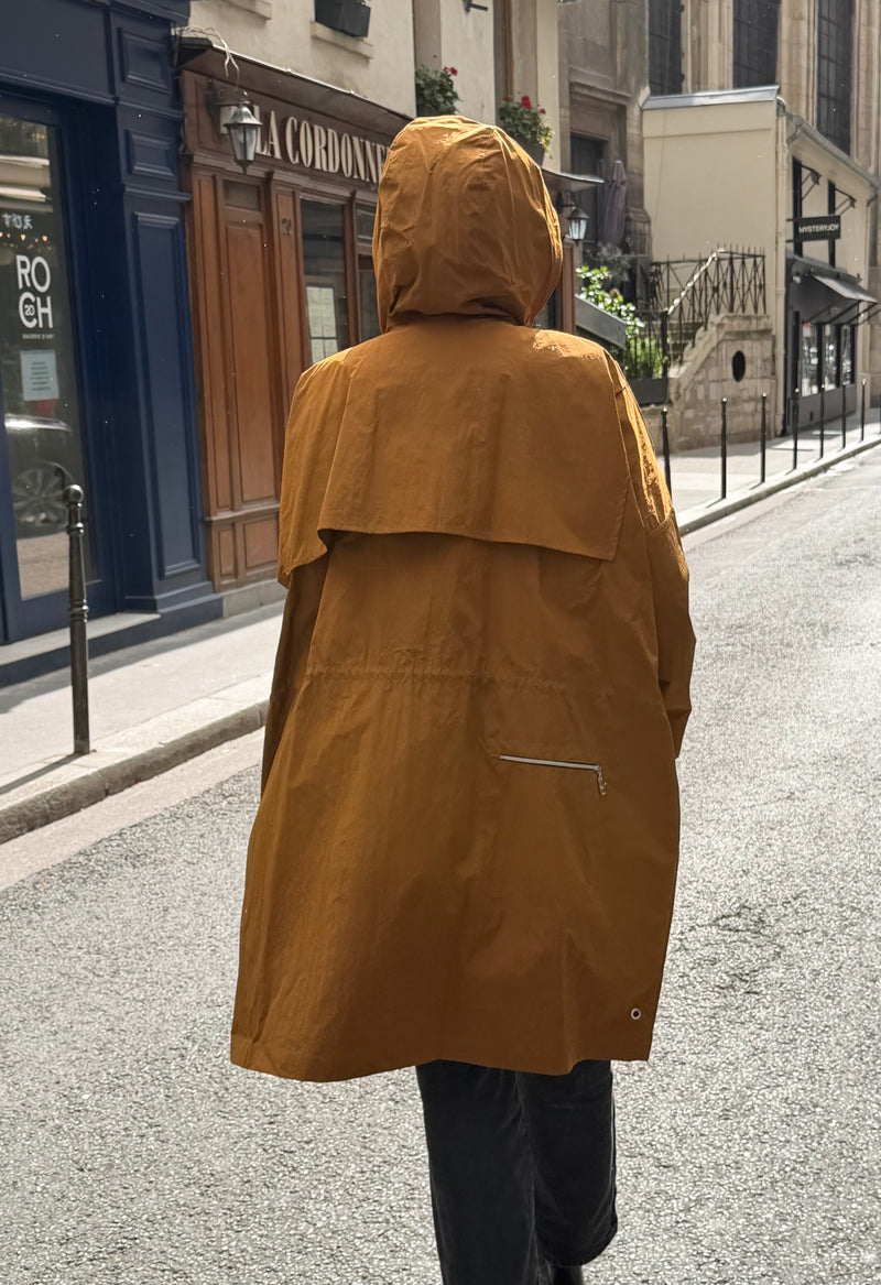 PARKA TINA EN COTON DÉPERLANT TABAC