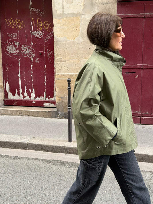 BLOUSON SACHA EN COTON DÉPERLANT OLIVE