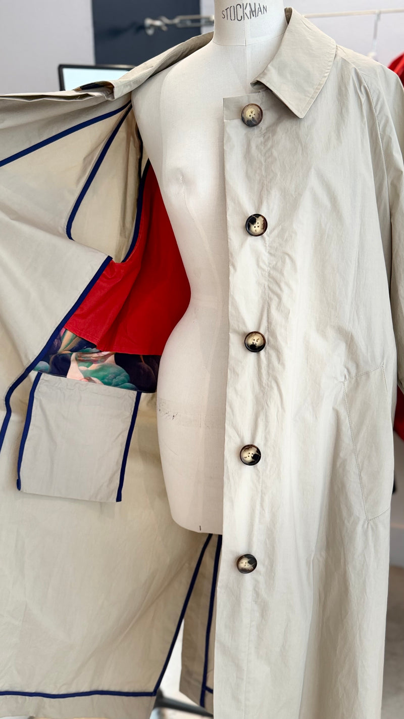 MANTEAU CAMILLE EN COTON DÉPERLANT SABLE