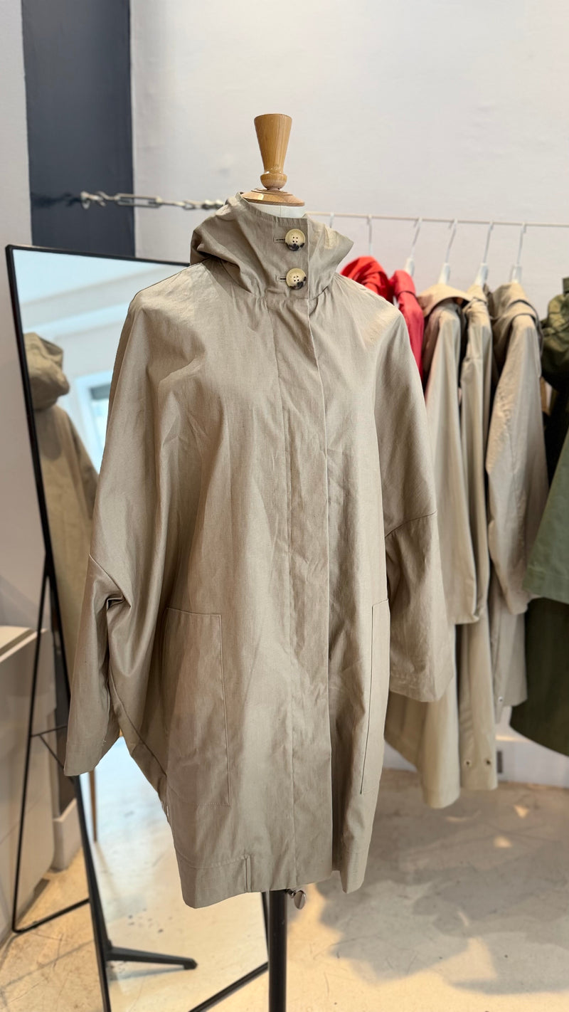 PARKA MAYA EN LIN ENDUIT DÉPERLANT ARGILE