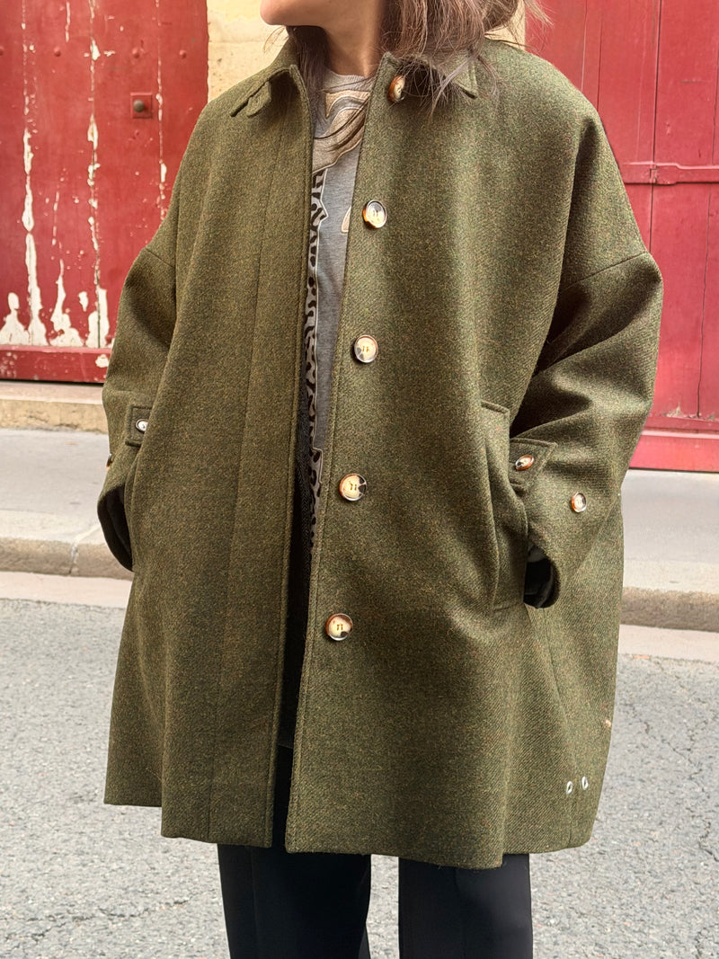 MANTEAU AVERSE en laine kaki