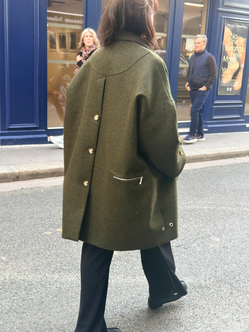 MANTEAU AVERSE en laine kaki