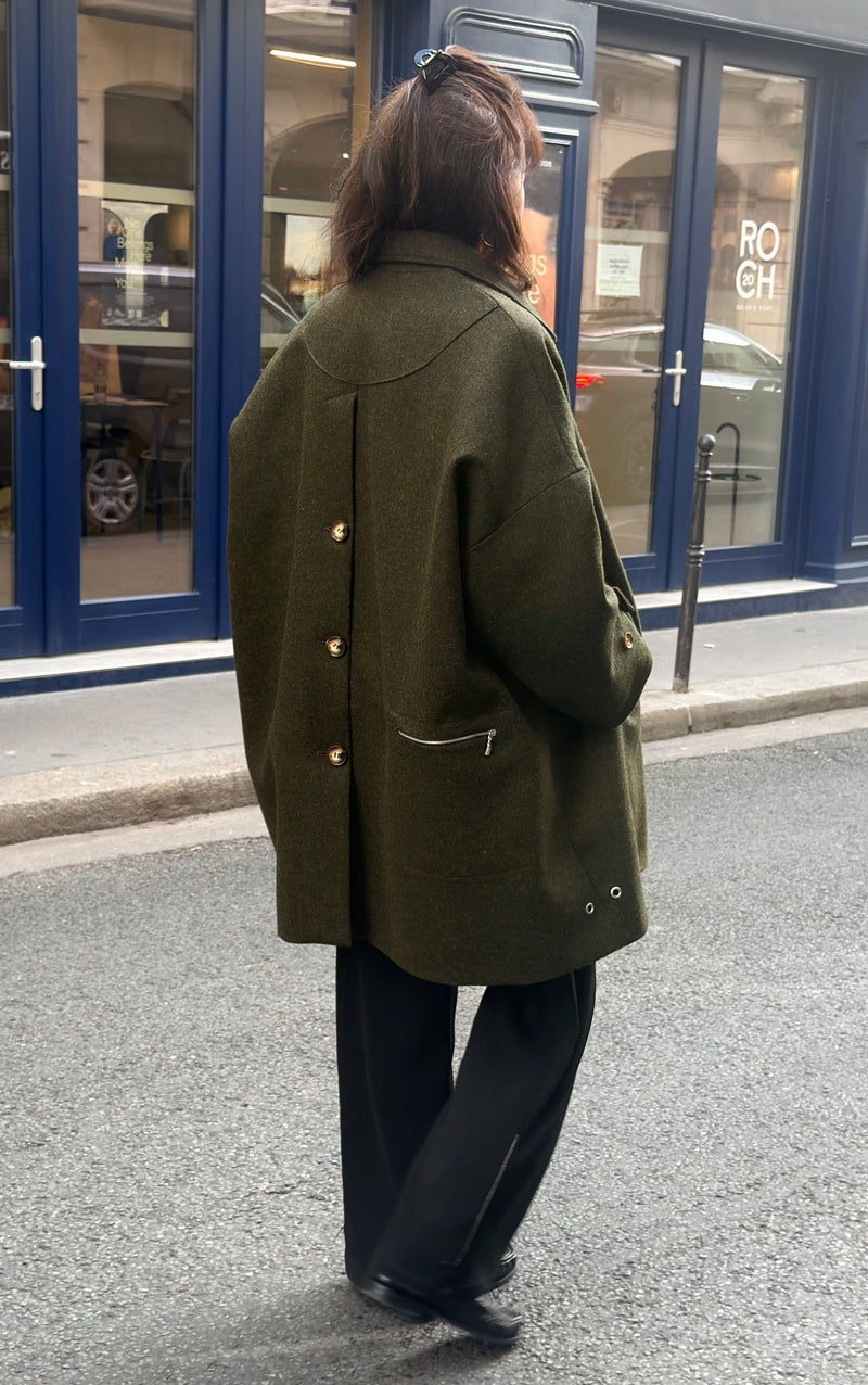 MANTEAU AVERSE en laine kaki