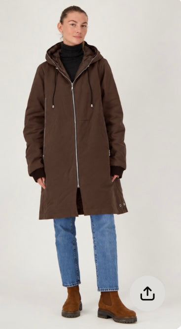 PARKA UNISEXE BARBARA en coton ouatiné déperlant taupe chocolat