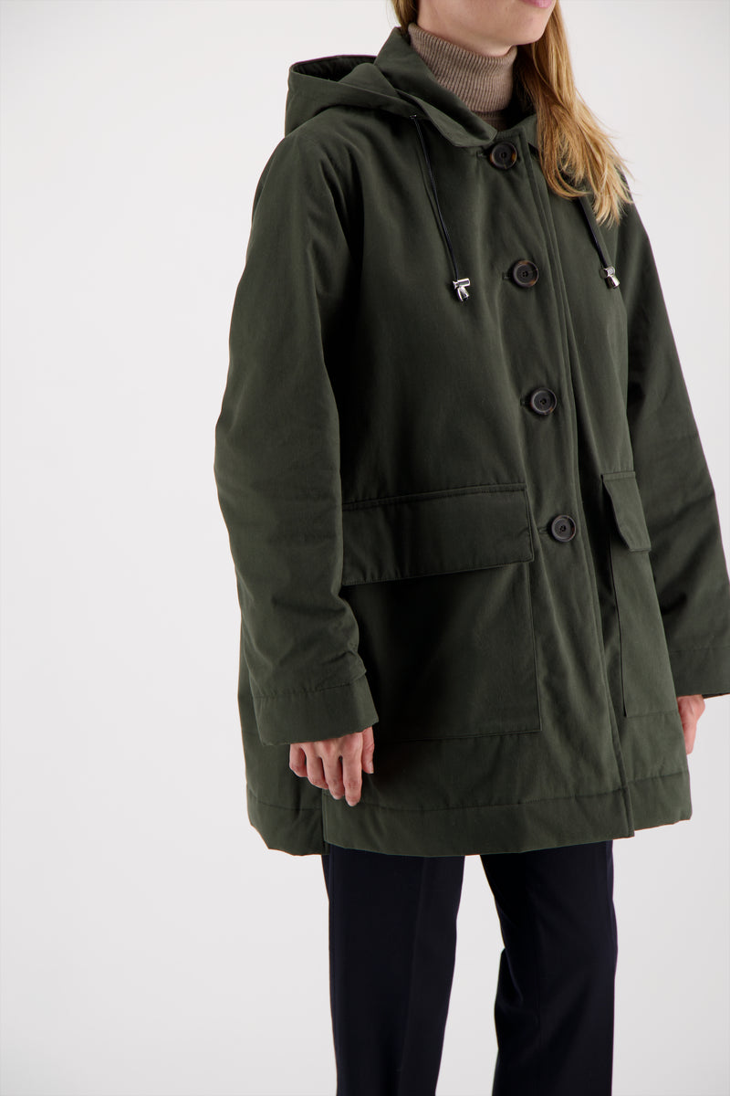 PARKA INAYA COR en coton déperlant disponible en coloris bronze, gris, kaki, craie, blueblack, taupe