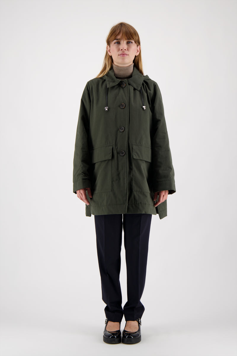 PARKA INAYA COR en coton déperlant disponible en coloris bronze, gris, kaki, craie, blueblack, taupe