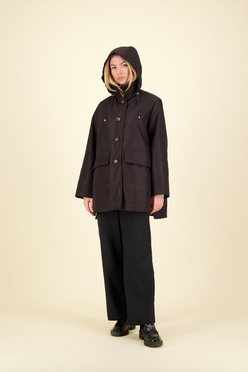 PARKA INAYA en polyamide avec doublure en fausse fourrure coloris café