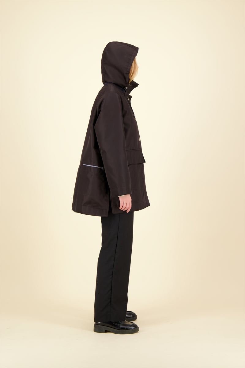 PARKA INAYA en polyamide avec doublure en fausse fourrure coloris café