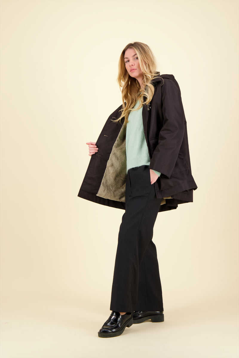 PARKA INAYA en polyamide avec doublure en fausse fourrure coloris café