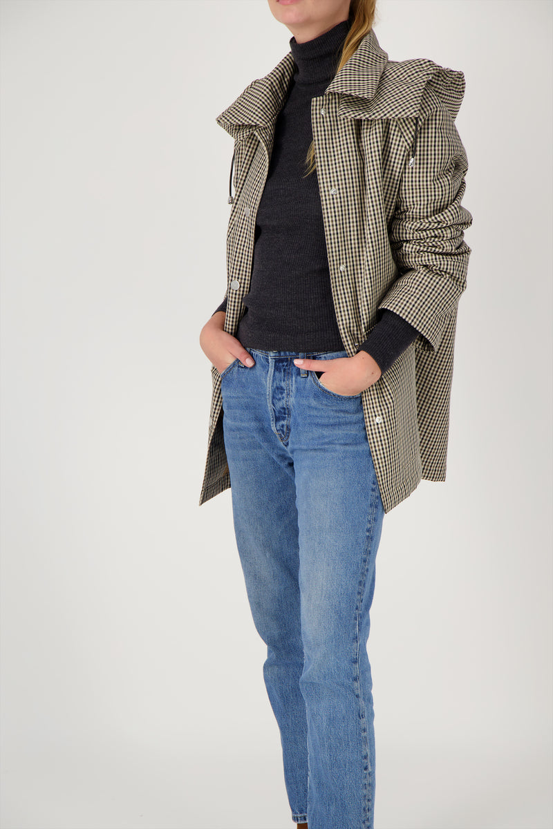 PARKA INES en coton déperlant à carreaux