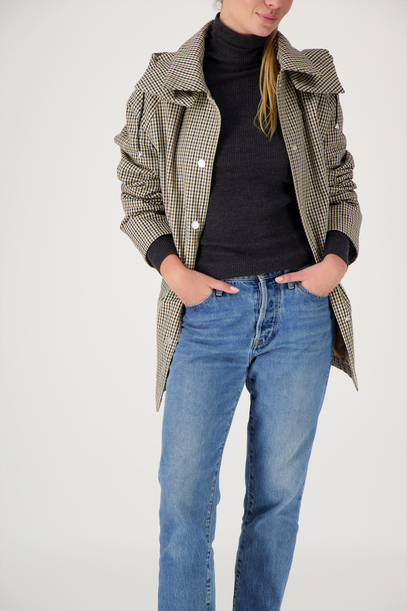 PARKA INES en coton déperlant à carreaux