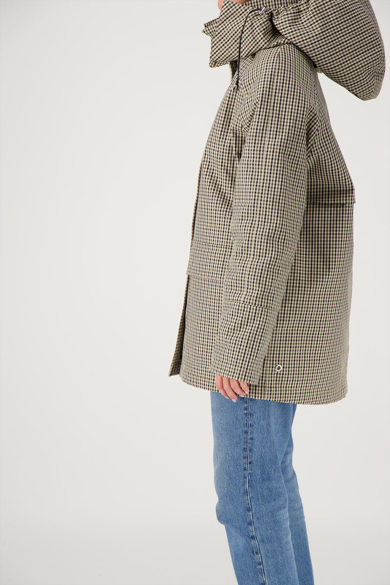 PARKA INES en coton déperlant à carreaux