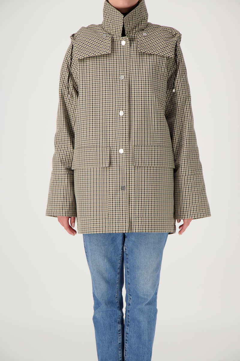 PARKA INES en coton déperlant à carreaux