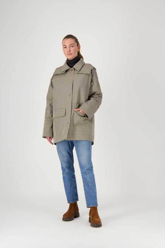 PARKA INES CNO en coton déperlant à carreaux