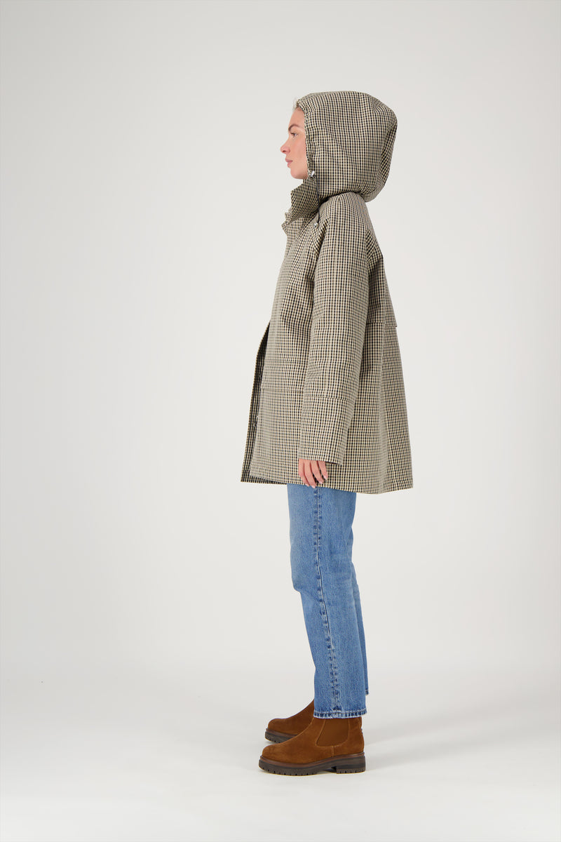 PARKA INES en coton déperlant à carreaux