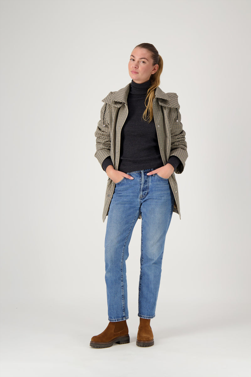 PARKA INES en coton déperlant à carreaux