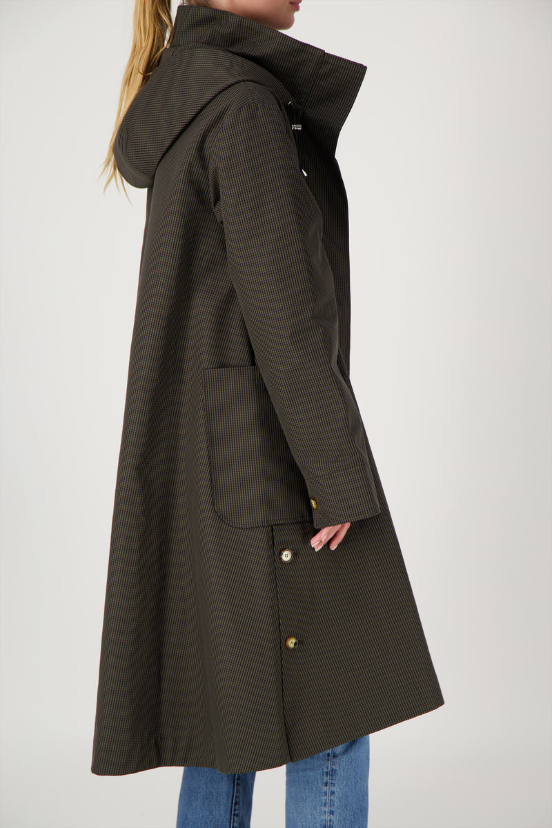 PARKA JOAN en coton déperlant à carreaux marron