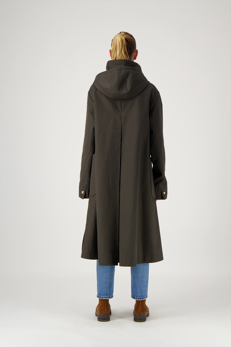 PARKA JOAN en coton déperlant à carreaux marron