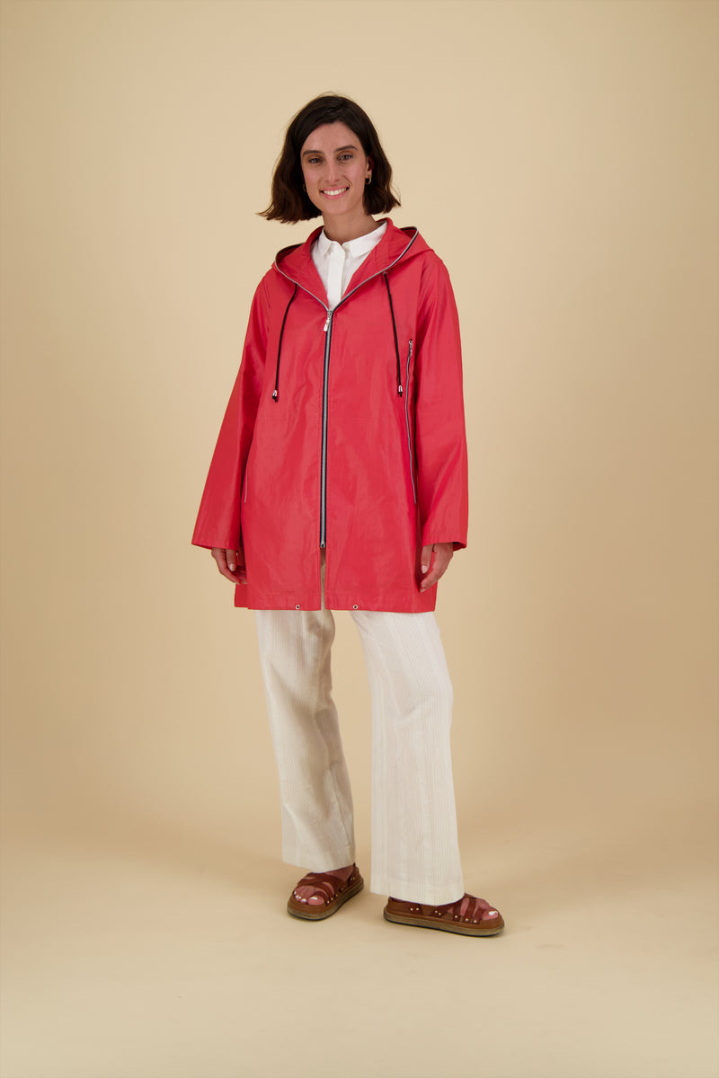 PARKA KENDRA EN LIN DÉPERLANT FRAMBOISE