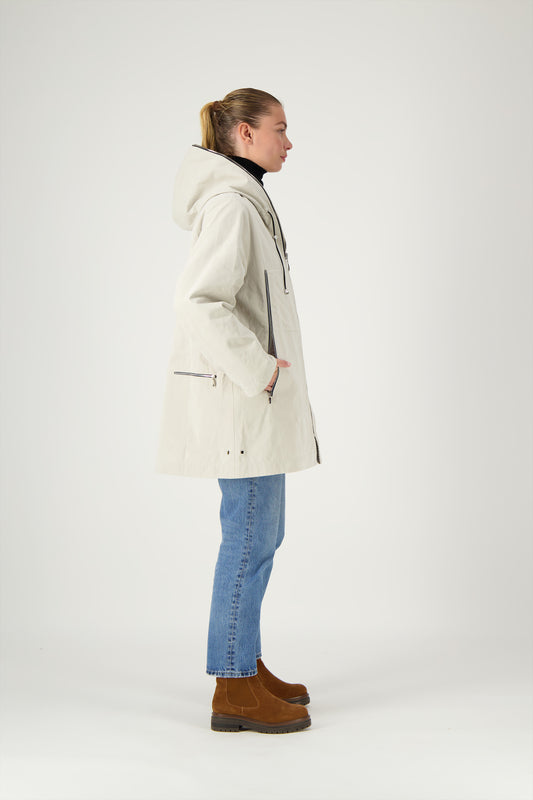 PARKA KENYA COR en coton déperlant disponible en coloris bronze, gris, kaki, craie, blueblack, taupe