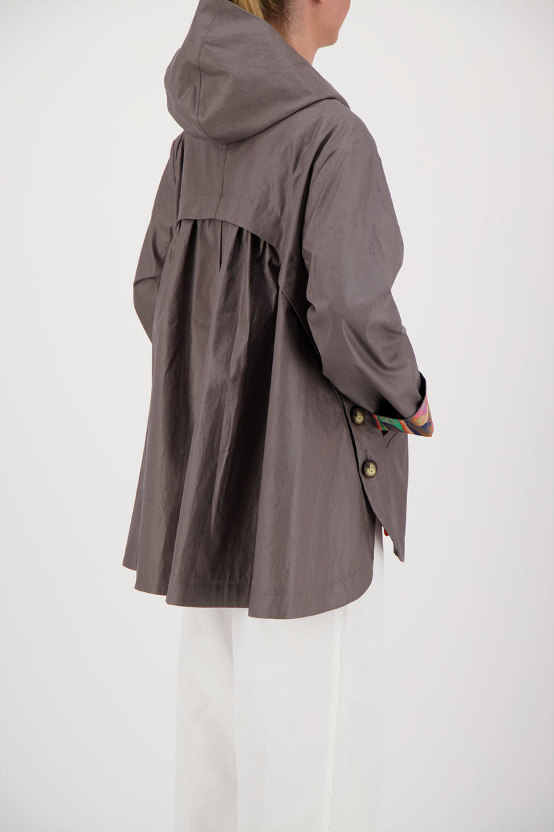 PARKA LAURA EN LIN ENDUIT DÉPERLANT BRONZE