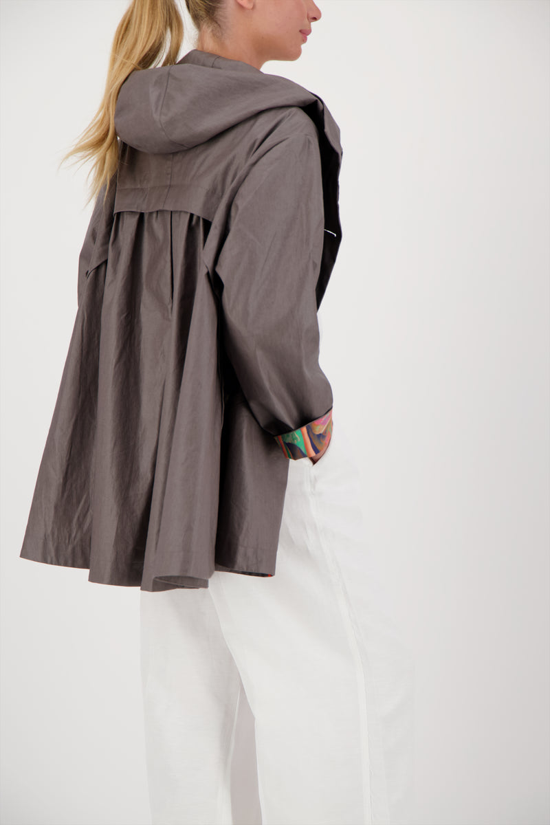 PARKA LAURA EN LIN ENDUIT DÉPERLANT BRONZE