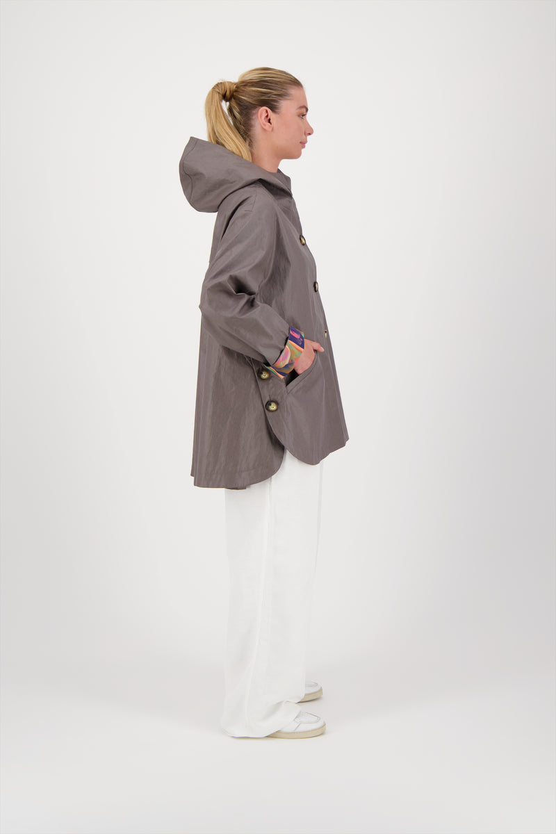 PARKA LAURA EN LIN ENDUIT DÉPERLANT BRONZE