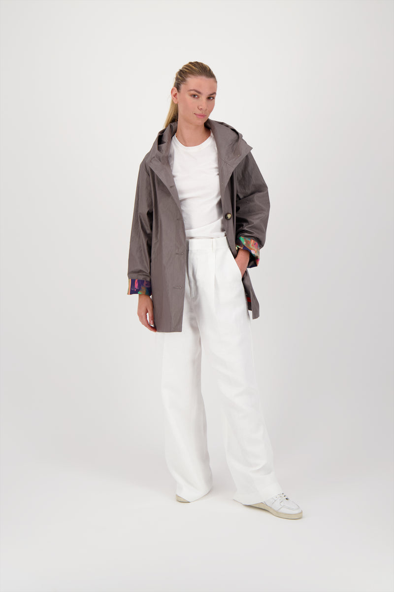 PARKA LAURA EN LIN ENDUIT DÉPERLANT BRONZE