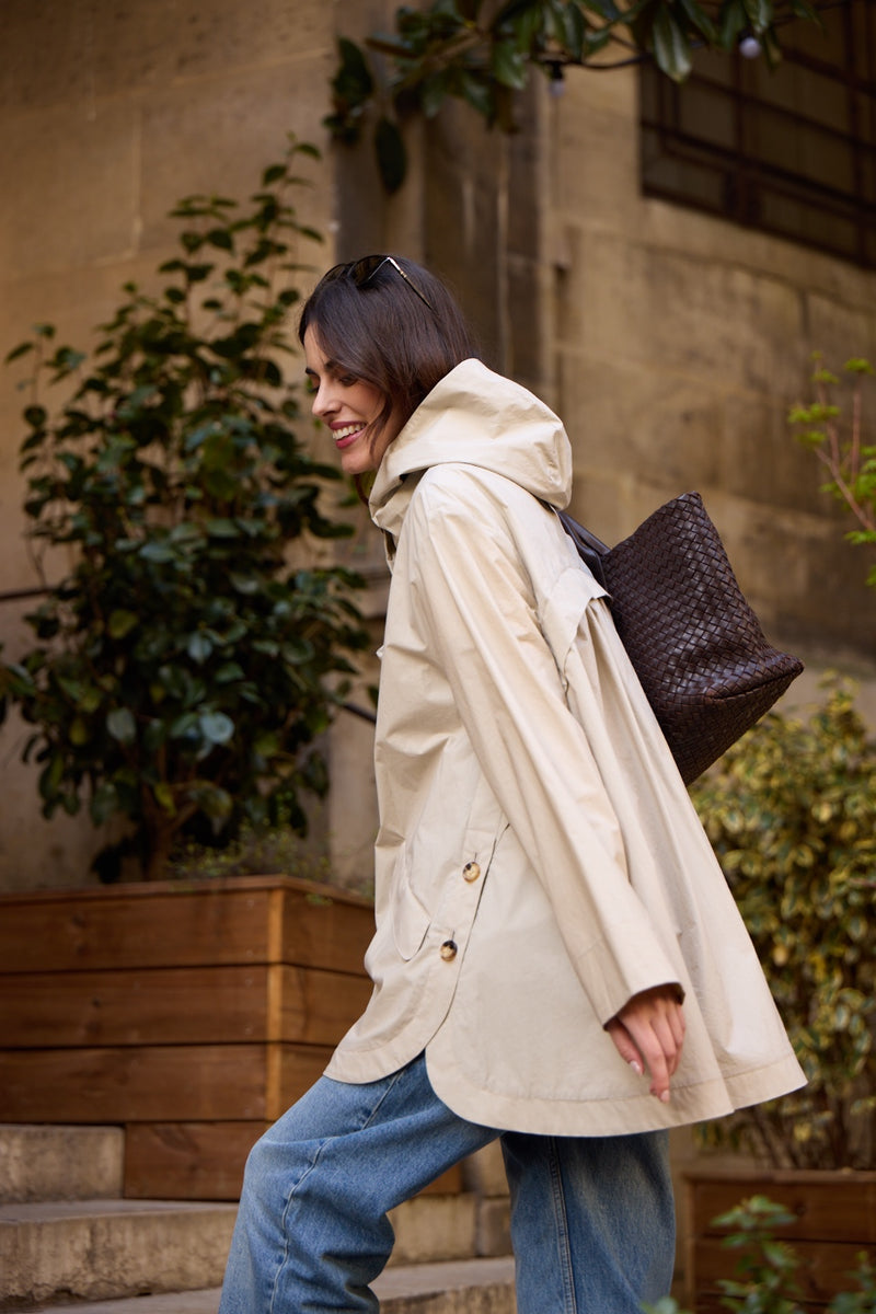 PARKA LAURA EN COTON DÉPERLANT SABLE