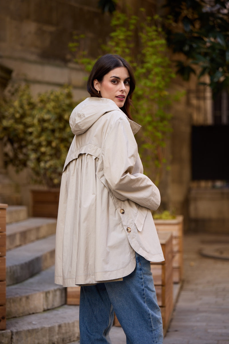 PARKA LAURA EN COTON DÉPERLANT SABLE