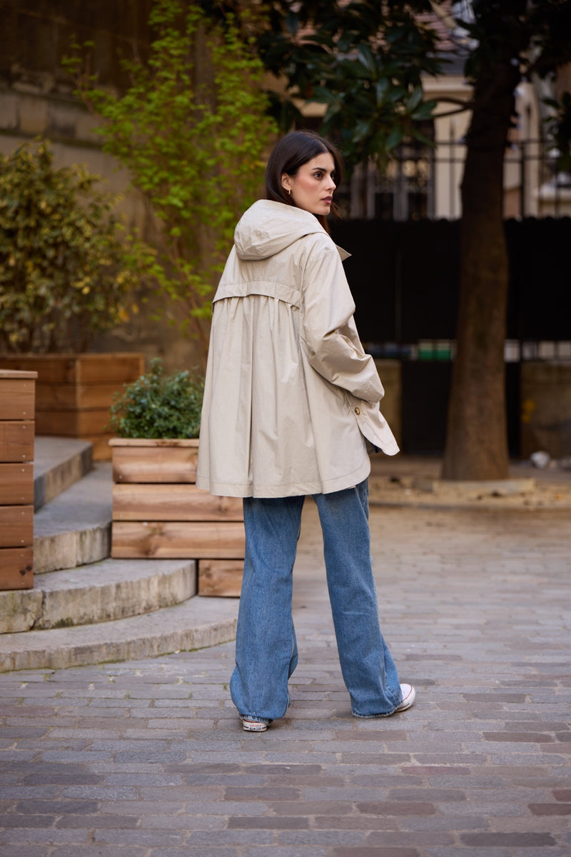 PARKA LAURA EN COTON DÉPERLANT SABLE