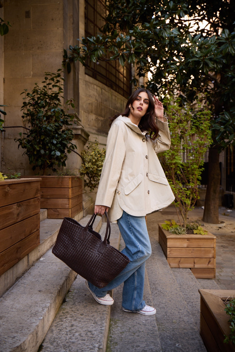 PARKA LAURA EN COTON DÉPERLANT SABLE
