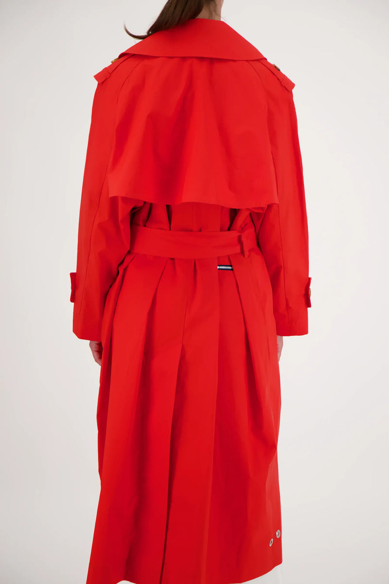 TRENCH LEA EN COTON DÉPERLANT ROUGE