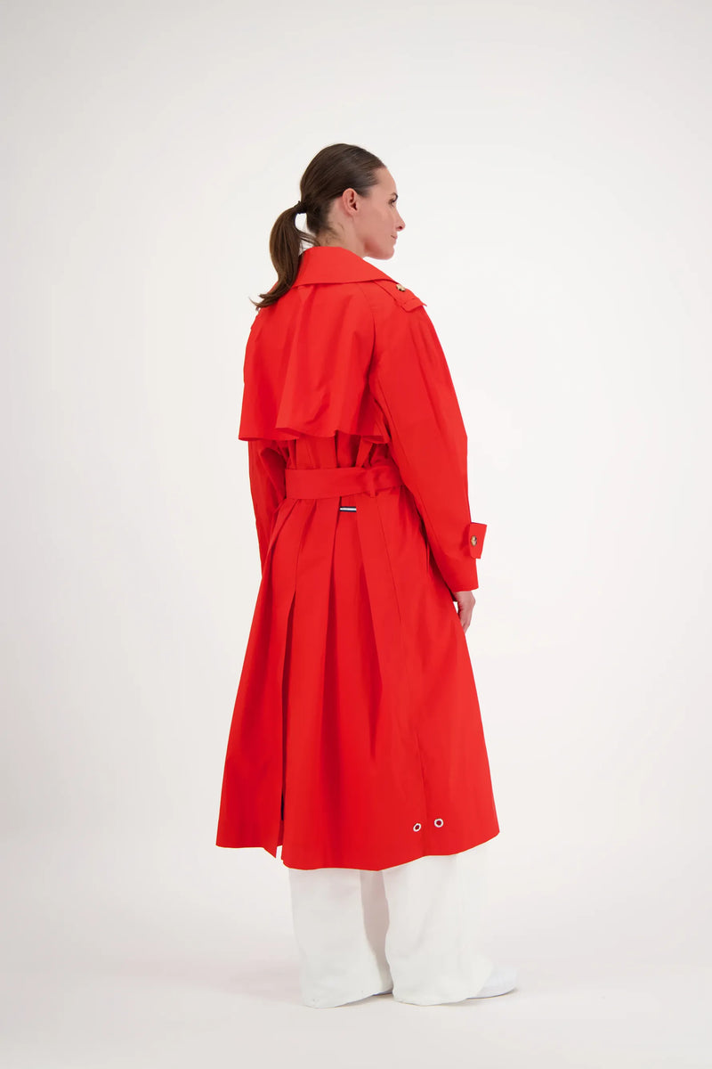 TRENCH LEA EN COTON DÉPERLANT ROUGE