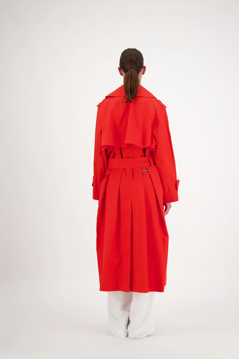 TRENCH LEA EN COTON DÉPERLANT ROUGE