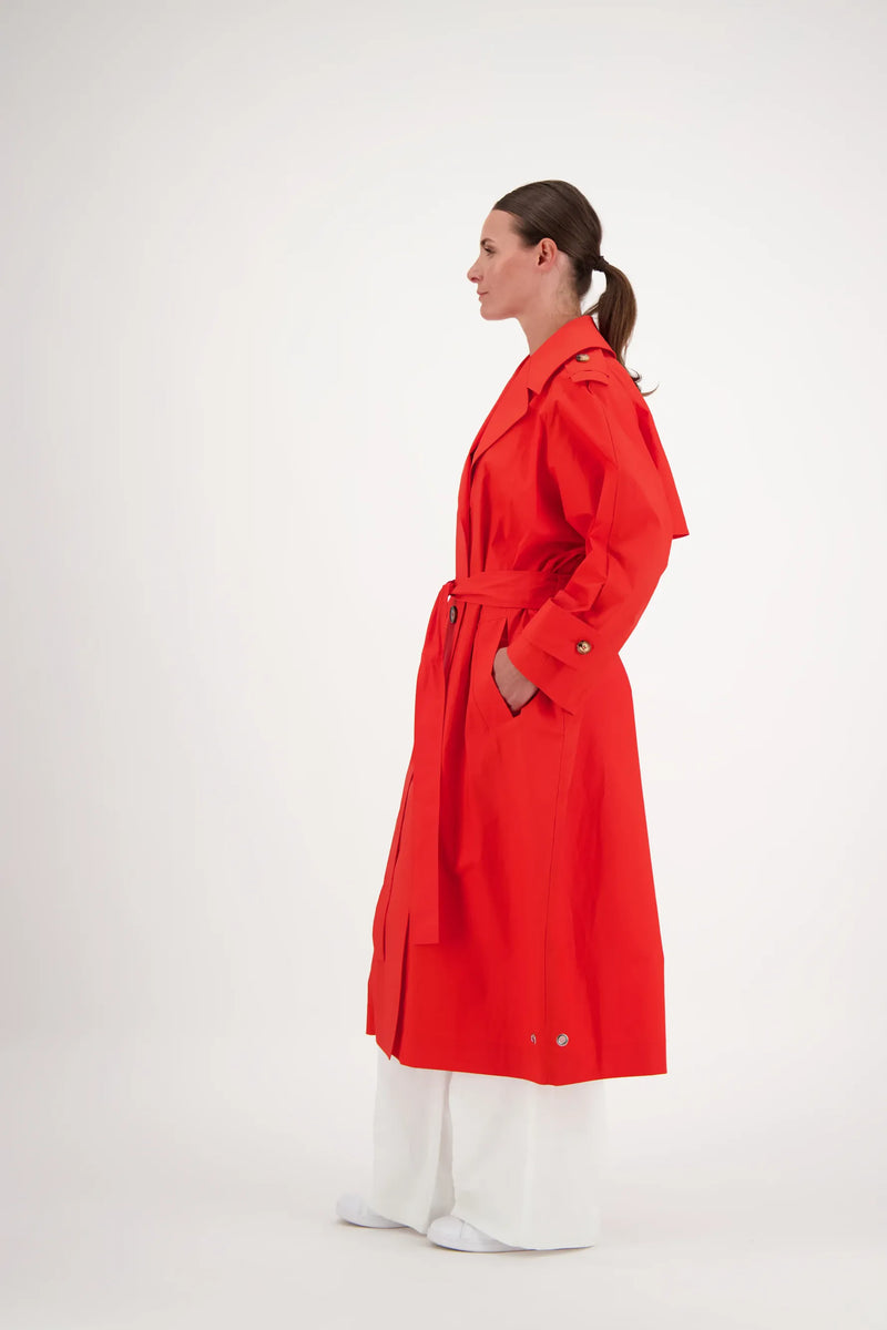 TRENCH LEA EN COTON DÉPERLANT ROUGE