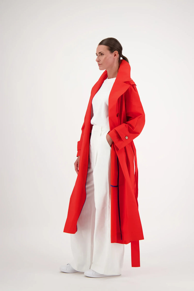 TRENCH LEA EN COTON DÉPERLANT ROUGE