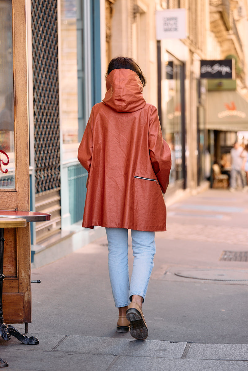 PARKA LENA EN LIN ENDUIT DÉPERLANT ÉPICE