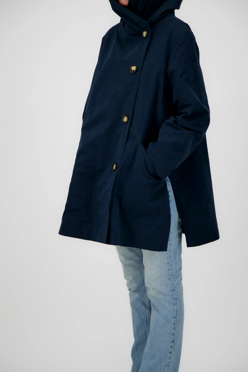 PARKA LENA en coton déperlant encre