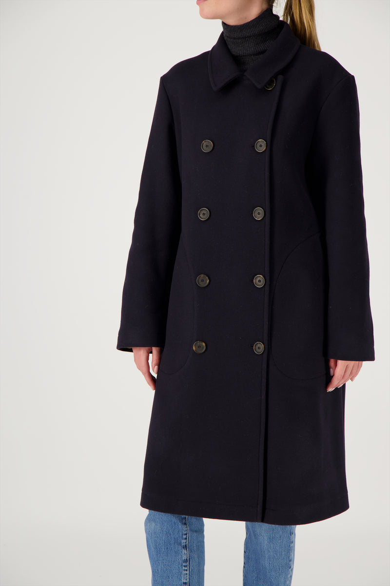 MANTEAU MARTIN en lainage coloris navy
