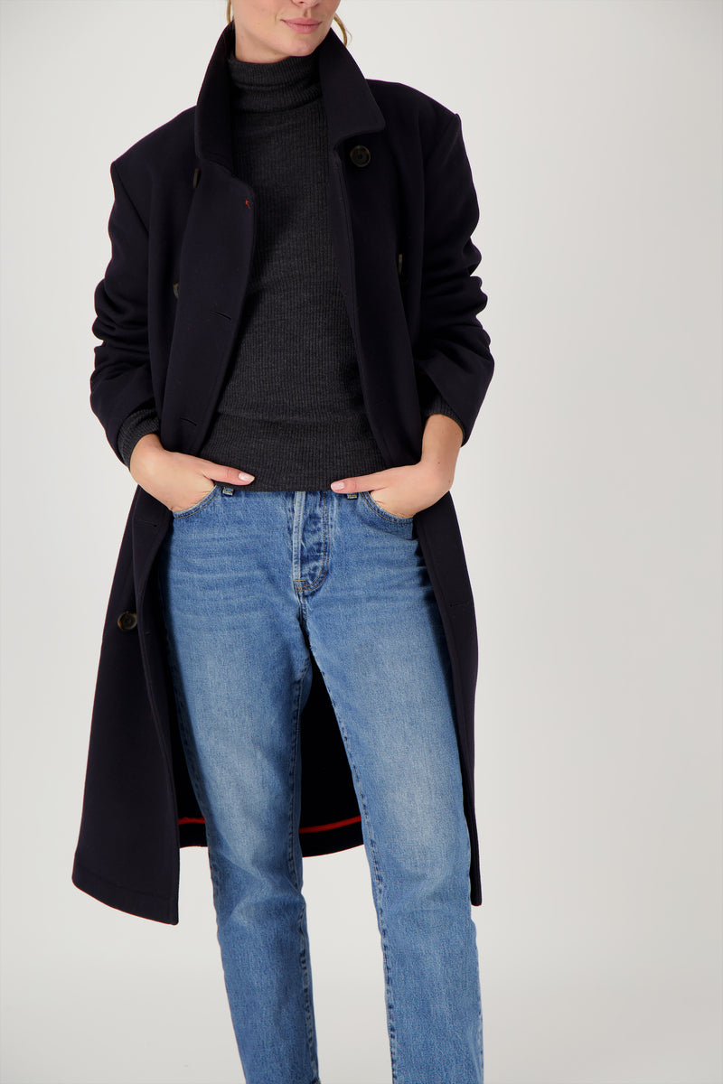 MANTEAU MARTIN en lainage coloris navy